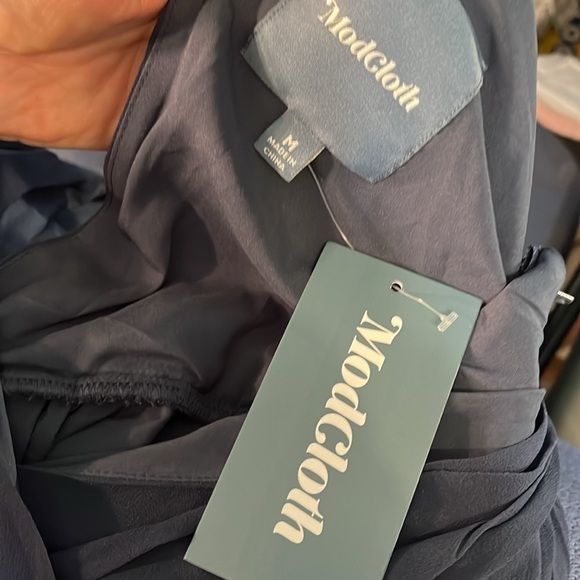 ModCloth Wholly Romantic Dress Midi NWT Sash Size Medium Grecian Navy Blue - Picture 8 of 12